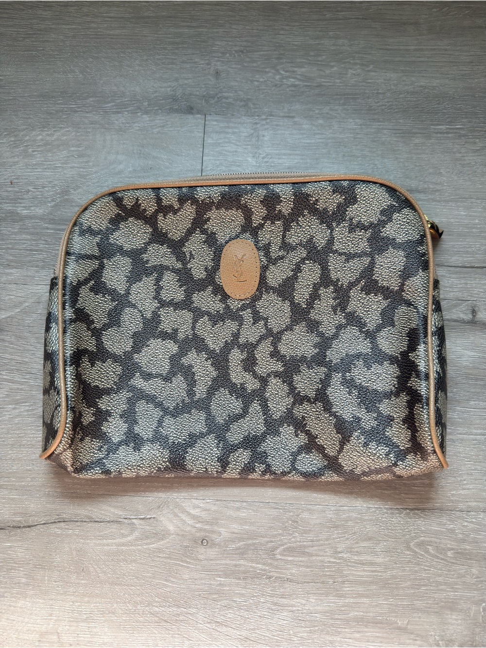 Vintage Yves Saint Laurent (YSL) Giraffe Print Clutch/ Toiletry Pouch